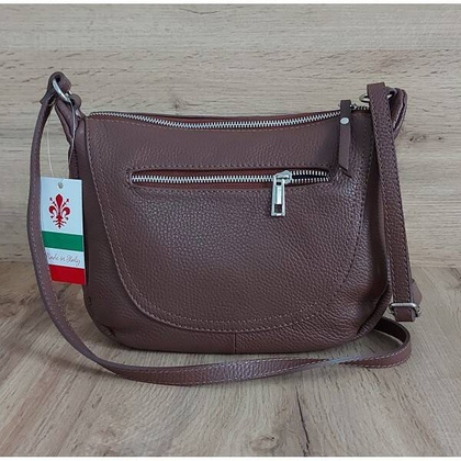 Duża pojemna Włoska skórzana listonoszka A5 Vera Pelle Brązowa VPLB25M