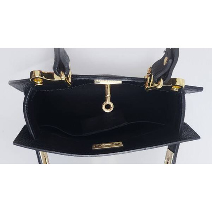 Włoska torebka listonoszka , kuferek Vera Pelle złote okucia skóra BERK221N