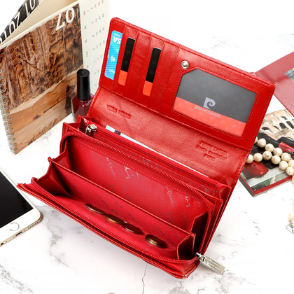 Duży skórzany portfel damski Pierre Cardin