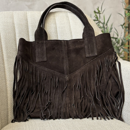 Torebka damska skórzana 25-012 Ciemny brąz