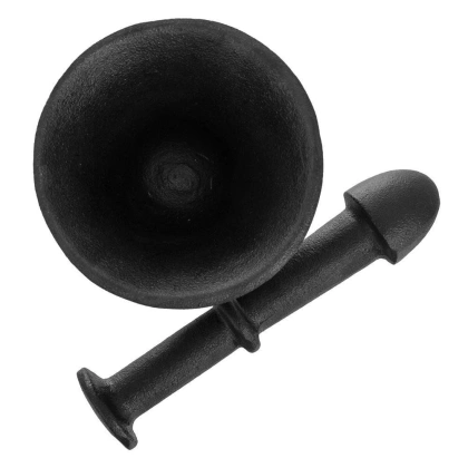 Moździerz kuchenny z tłuczkiem do ucierania przypraw ziół orzechów żeliwny czarny 10,5 cm