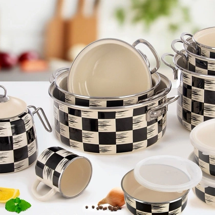 Garnek emaliowany SZACHOWNICA 22 cm, 3 l