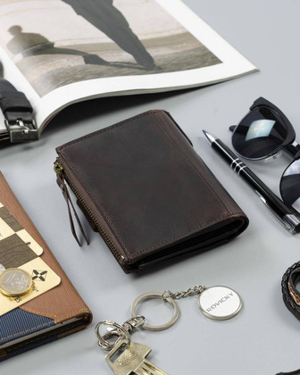 Skórzany portfel w stylu retro Rovicky Brązowy