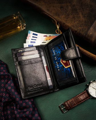 Duzy skorzany portfel meski na zatrzask