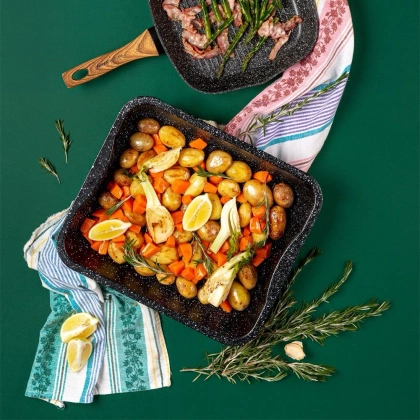 Brytfanna brytfanka blacha granitowa do pieczenia mięsa ciasta NATURE 34x26x6,5 cm 4,7 l