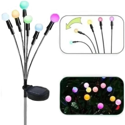 LAMPA SOLARNA TAŃCZĄCE NA WIETRZE KULECZKI KOLOROWE 6 LED 72CM