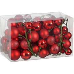 GAŁĄZKA GIRLANDA 180CM Z BOMBKAMI 80 SZT.MICA CZERWONA