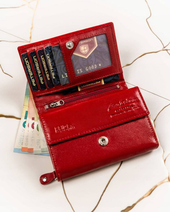 Zestaw prezentowy pojemny portfel damski i brelok ze skory naturalnej