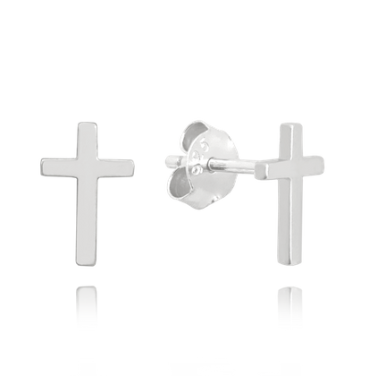 MINET Kolczyki srebrne małe KRZYŻE