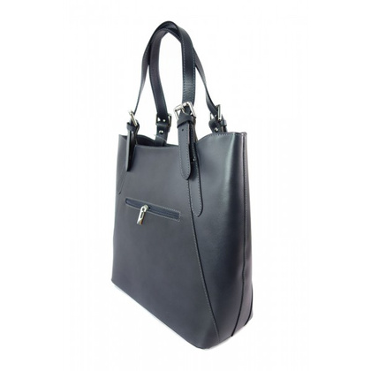 Włoska torebka skórzana na ramię ,Vera Pelle A4,shopper Szara, Grafit V77G
