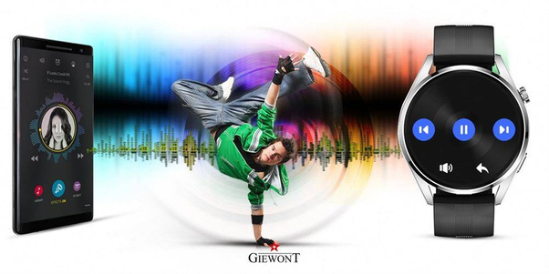 Smartwatch Giewont GW450-4 Srebrny + Pasek Czarny Silikonowy