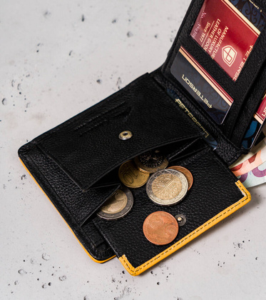 Skorzany sportowy portfel meski z ochrona kart RFID