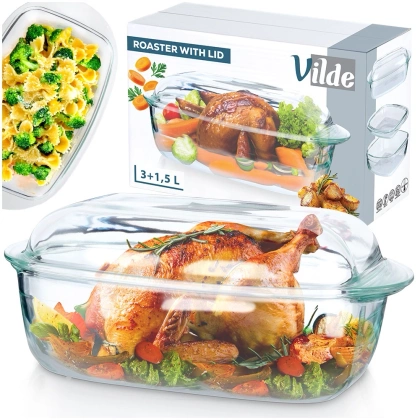 Naczynie żaroodporne z pokrywką szklane 3+1,5 l