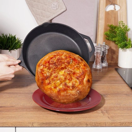 Patelnia żeliwna okrągła talerz żeliwny 30 cm indukcja gaz