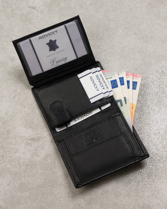 Skorzany portfel meski z kieszonka na suwak