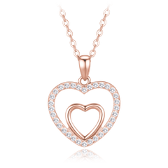 MINET Rose gold naszyjnik srebrny z białymi cyrkoniami