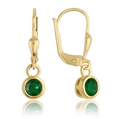 MINET Eleganckie złote kolczyki z zielonymi cyrkoniami Au 585/1000 1,75g