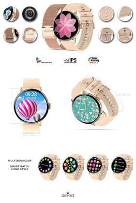 Smartwatch Giewont Różowy GW330-1 + Bransoleta Różowe Złoto