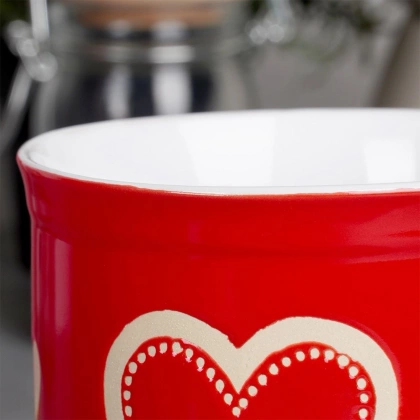 Kubek ceramiczny z uchem / garnuszek do podgrzewania serce 650 ml