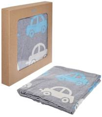 Koc dziecięcy w samochodziki 100% bawełna dwustronny 80x100 cm