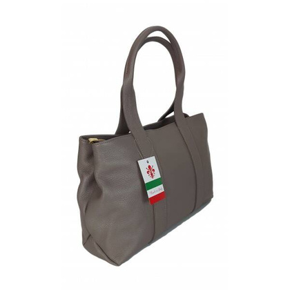 Duża piękna Włoska skórzana torba na ramię pojemna mieści XL ,Vera Pelle Szara VPA78G