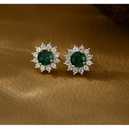 Kolczyki ze stali szlachetnej pozłacane 14k złotem, z cyrkoniami KST3415