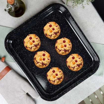 Emaliowana blacha do pieczenia brytfanna do smażenia 42x37x3,5 cm