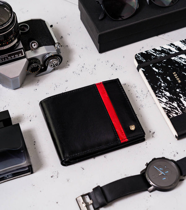 Skorzany portfel meski na karty z ochrona RFID Protect