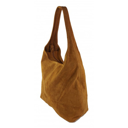 Zamszowy worek , Włoska skórzana torba xl a4 Camel shopper bag W356C