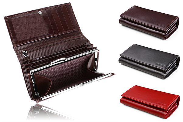 Portfel damski ze skóry duży KEMER VOOC PPD3 Czarny