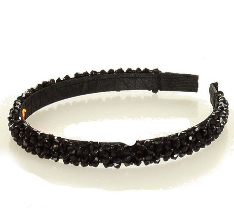 Stylowa opaska na włosy kamienie tiara czarny MAZZINI - min. zamówienie 20 / 50 / 100 szt.