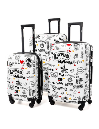 Zestaw 3 walizek KEMER RGL PRINT LOVES Biały