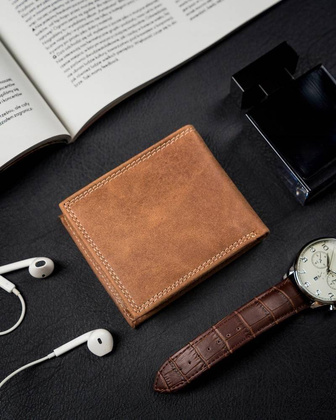 Skórzany portfel męski bez zapięcia