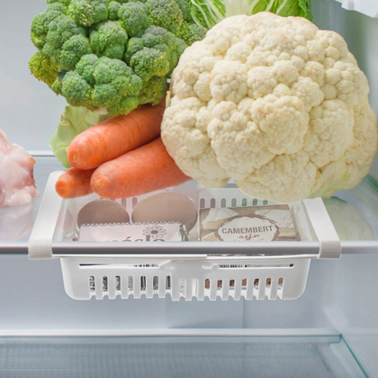 Organizer szufladka do lodówki zawieszana pojemnik rozsuwany pod półkę