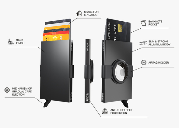 Etui na karty kredytowe RFID ZEN z uchwytem na AirTag 2157