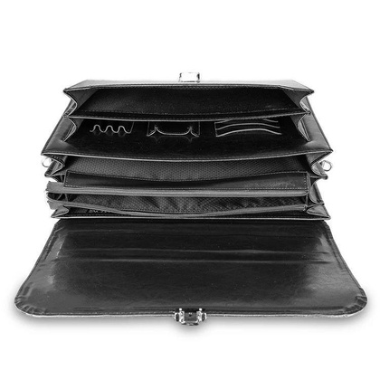 Skórzana aktówka męska teczka na ramię czarna - Pavone Nero Milan 2218 BL