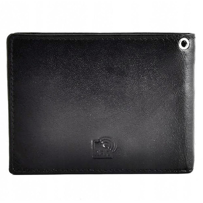 Skórzany portfel męski z łańcuchem Peterson Czarny