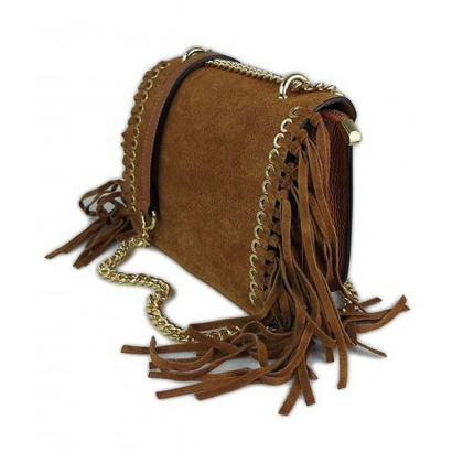 Piękna duża listonoszka A5 frędzle ,złoto ,dzety ,łańcuch skóra zamsz z dollaro camel VPZ88C