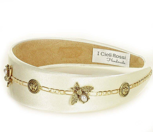 Włoska opaska na włosy lux biżuteria diadem MAZZINI beż cappuccino - min. zamówienie 20 / 50 / 100 szt.