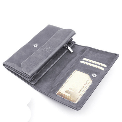 Portfel damski skórzany KEMER Swarovski Elements SV570 Szary - min. zamówienie 20 / 50 / 100 szt.