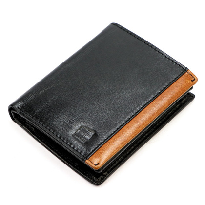 Skórzany składany pojemny męski portfel od Nordee REIN N4 czarny