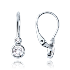 MINET Dziecięce złote kolczyki z białego złota z białymi cyrkoniami Au 585/1000 1,65g