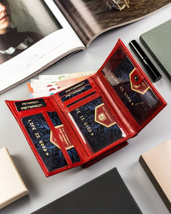 Elegancki portfel damski ze skory naturalnej