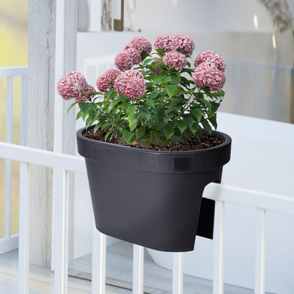 Doniczka na balustradę / skrzynka na rośliny zawieszana balkonowa czarna 39,5 cm