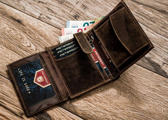 Portfel męski z retro skóry Peterson Brązowy