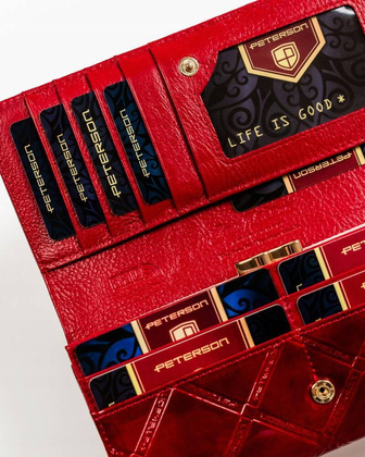 Duzy skorzany portfel damski na zatrzask