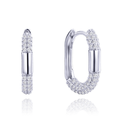 MINET Luksusowe srebrne kolczyki kółka z białymi cyrkoniami