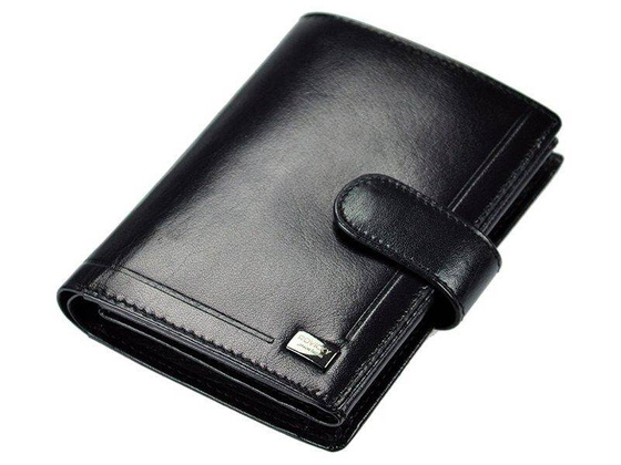 Skórzany portfel na karty z eleganckimi przeszyciami