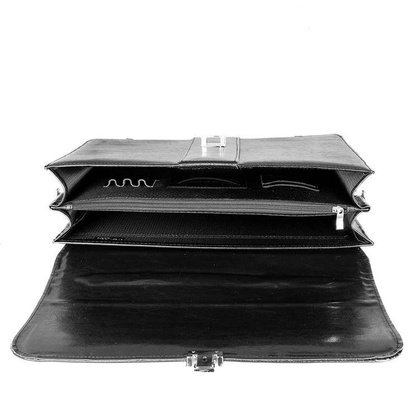 Skórzana aktówka teczka męska na dokumenty czarna - Pavone Nero Como 2270 BL