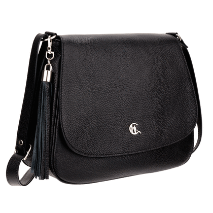 Torebka skórzana Canaletto – czarna skóra groszkowana, elegancja i funkcjonalność TD752